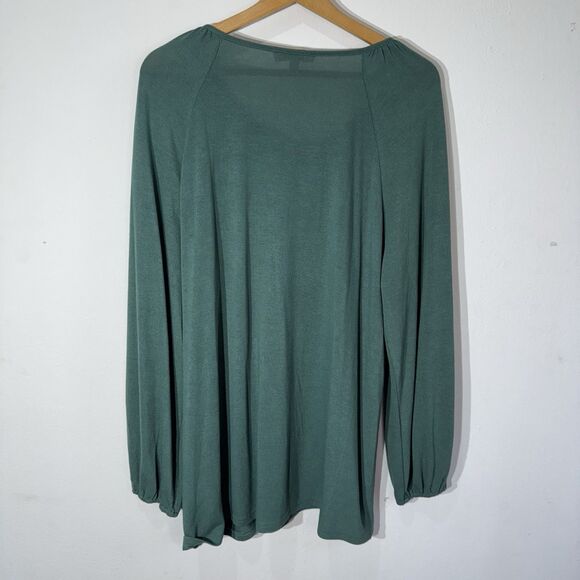 Weekend Suzanne Betro Women's Crocheted Boho Top Long Sleeve Green V-Neck 1X - Picture 3 of 7